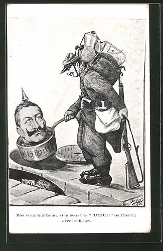 Künstler-AK Charles Denizard (Orens): Mon vieux Guillaume..., Karikatur des deutschen Kaisers