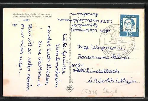 AK Wittdün / Amrum, Kindererholungsheim "Lenzheim"