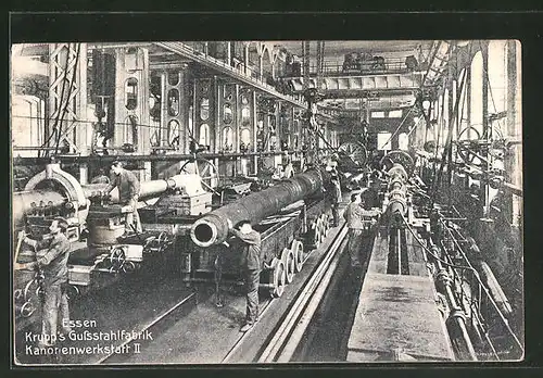 AK Essen, Krupp's Gussstahlfabrik mit Kanonenwerkstatt II., Fabrikarbeiter