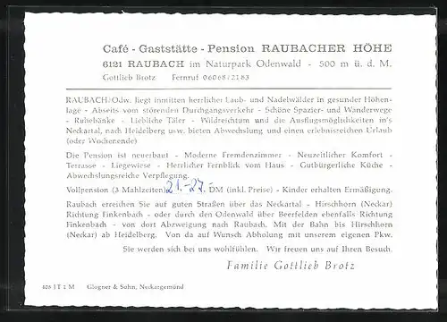 AK Raubach / Odw., Café-Pension "Raubacher Höhe", Totalansicht