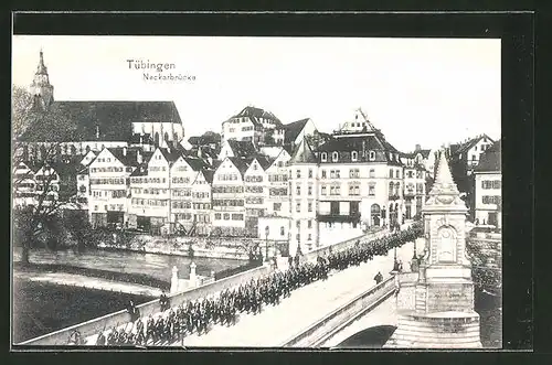 AK Tübingen, Teilansicht mit Neckarbrücke