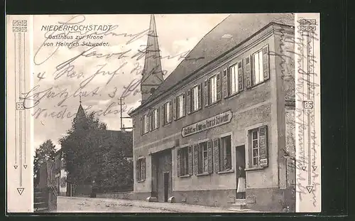 AK Niederhochstadt, Gasthaus zur Krone von Heinrich Schweder