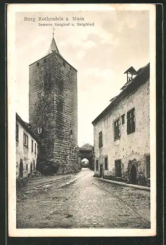 AK Rothenfels am Main, Burg Rothenfels, Innerer Burghof und Bergfried