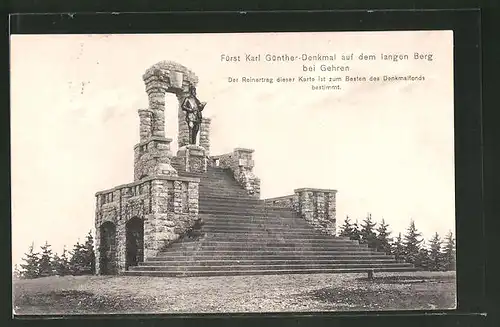 AK Gehren, Fürst Karl Günther-Denkmal auf dem langen Berg