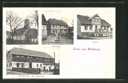 AK Wolfsberg, Schule, Pfarrhaus, Kirche, Gasthaus