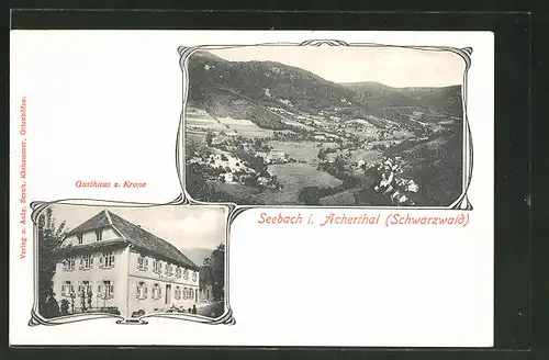AK Seebach i. Acherthal, Gasthaus zur Krone, Panorama