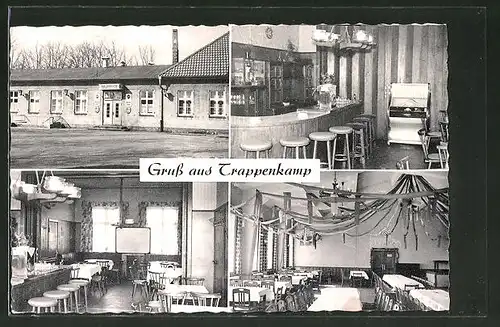 AK Trappenkamp, Hotel-Restaurant "Zur Erholung" mit Innen- und Aussenansicht