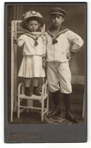 Fotografie Carl Bonath, Thorn, niedliche Kinder tragen Marineuniform