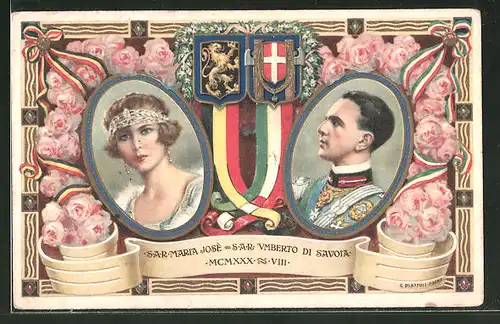 Künstler-AK S.A.R. Marie José und S.A.R. Umberto di Savoia
