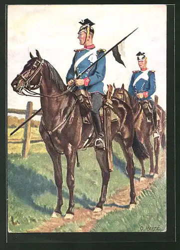 Künstler-AK O. Merte: Ulanen-Regiment Grossherzog Friedrich von Baden (Rheinisches) Nr. 7