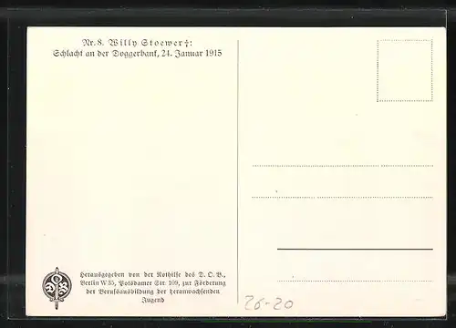 Künstler-AK Willy Stoewer Nr. 8: Seeschlacht an der Doggerbank 24. Januar 1915