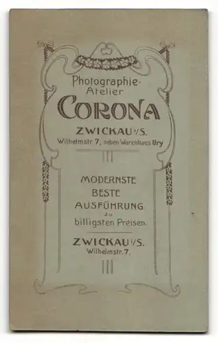 Fotografie Atelier Corona, Zwickau i/S, Portrait Fräulein mit Hochsteckfrisur