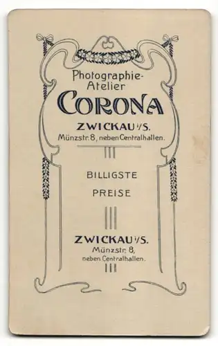 Fotografie Atelier Corona, Zwickau i/S, Portrait betagte bürgerliche Dame