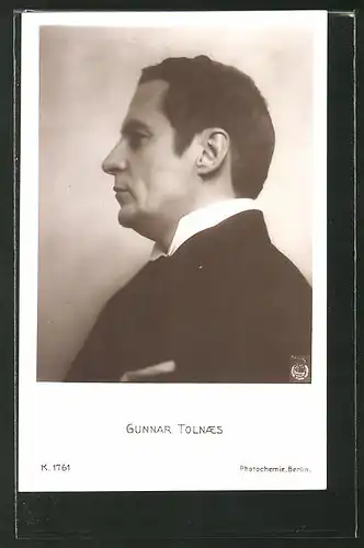 AK Schauspieler Gunnar Tolnaes, seitliches Portrait