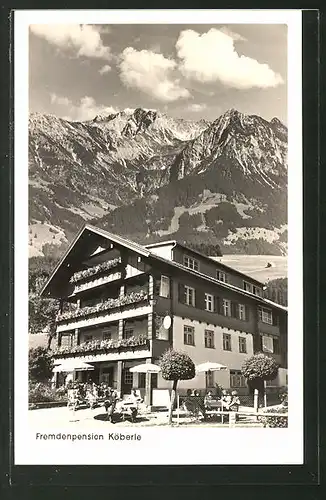 AK Bolsterlang, Fremdenpension Köberle mit Bergpanorama