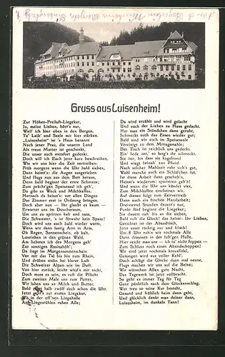 AK Malsburg-Marzell, Blick auf die Heilstätte Luisenheim mit Gedicht