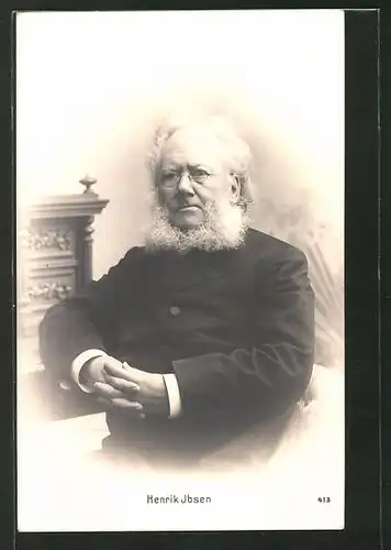 AK Henrik Ibsen, Portrait mit Brille
