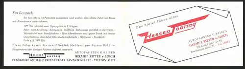 Werbebillet Frankfurt / Main, Hessen Touring Autofahrten & Reisen, Helmut Ritter v. Hoch