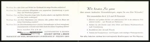 Werbebillet Frankfurt / Main, Hessen Touring Autofahrten & Reisen, Helmut Ritter v. Hoch