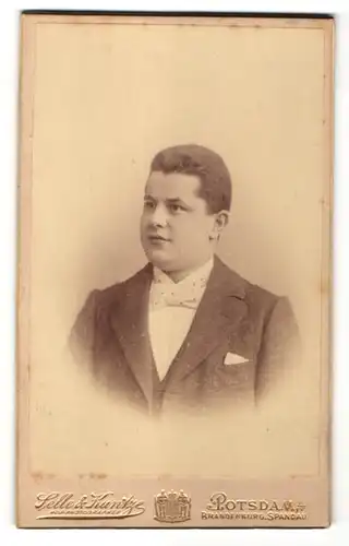 Fotografie Selle & Kuntze, Potsdam, Portrait junger Mann in feierlichem Anzug