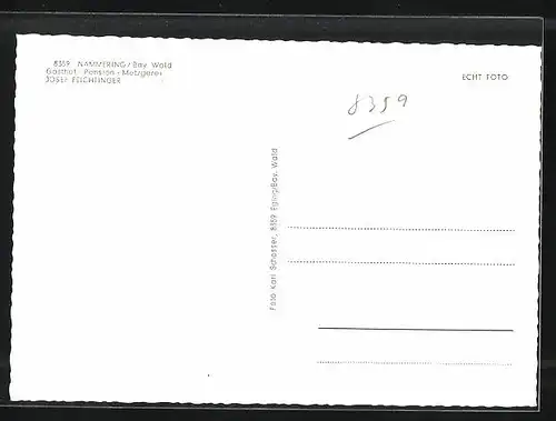 AK Nammering / Bay. Wald, Gasthaus-Pension-Metzgerei Feichtinger