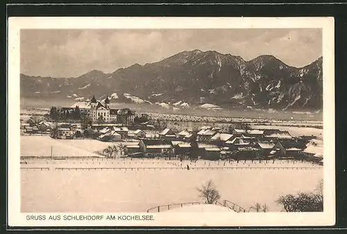 AK Schlehdorf am Kochelsee, Ortspartie im Winter