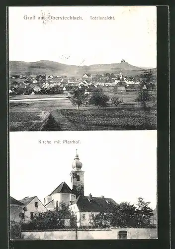 AK Oberviechtach, Kirche mit Pfarrhof