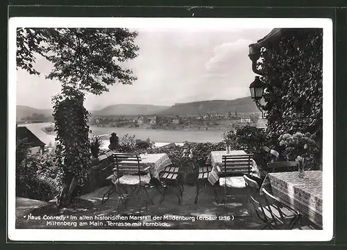 AK Miltenberg / Main, "Haus Conrady", Terrasse m. Fernblick