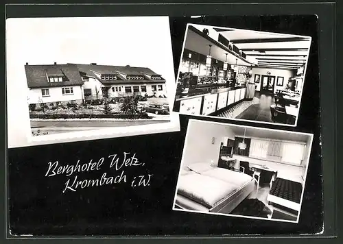 AK Krombach i. W., Berghotel Wetz, Restaurant, Zimmer