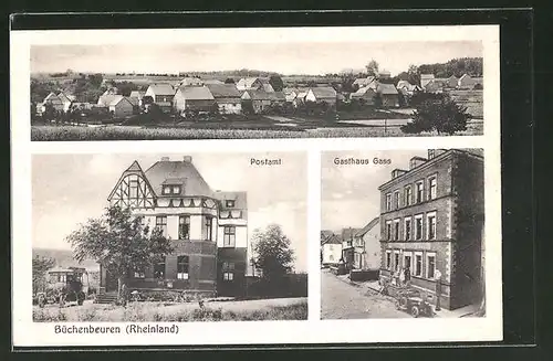 AK Büchenbeuren / Rheinland, Gasthaus Gass, Postamt, Totalansicht