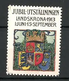 Reklamemarke Landskrona, Jubil Uställningen 1913, Wappen