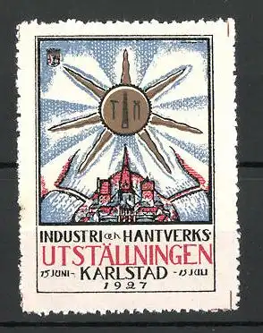 Reklamemarke Karlstad, Industri-Hantverks-Utställning 1927, Messelogo