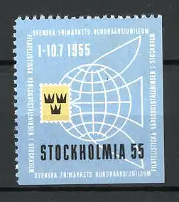 Reklamemarke Stockholm, Filatelistiska Världsutällningen 1955, Messelogo