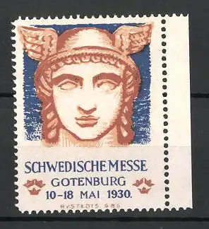 Reklamemarke Gotenburg, Schwedische Messe 1930, Hermes-Porträt