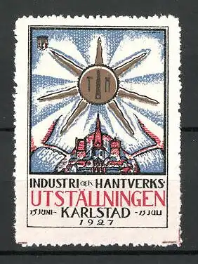 Reklamemarke Karlstad, Industri-Hantverks-Utställningen 1927, Messelogo
