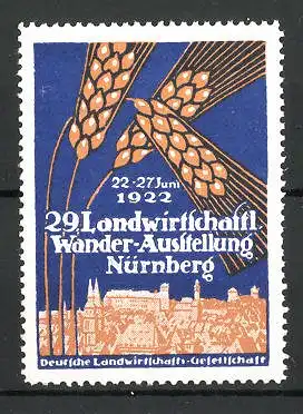 Reklamemarke Nürnberg, 29. landwirtschaftliche Wander-Ausstellung 1922, Stadtmotiv
