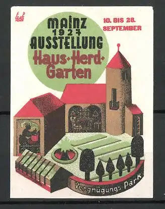 Reklamemarke Mainz, Ausstellung "Haus-Herd-Garten" 1927, Vergnügungs-Park