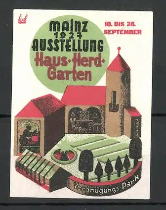 Reklamemarke Mainz, Ausstellung "Haus-Herd-Garten" 1927, Vergnügungs-Park