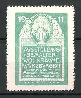 Reklamemarke Würzburg, Ausstellung bemalter Wohnräume 1911, Vase