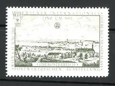 Reklamemarke Wien, internationale Postwertzeichen-Ausstellung 1965, Linz um 1650