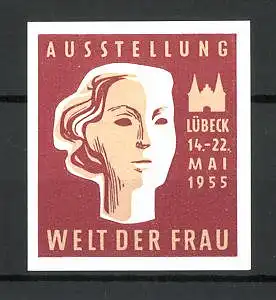 Reklamemarke Lübeck, Ausstellung "Welt der Frau" 1955, Messelogo