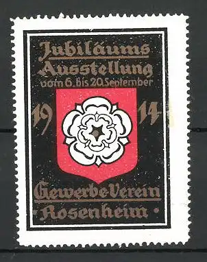 Reklamemarke Rosenheim, Jubiläums-Ausstellung 1914, Stadtwappen