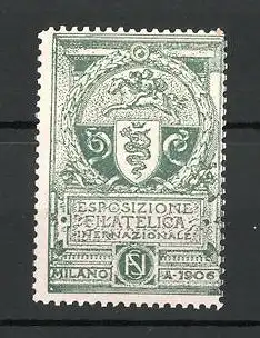 Reklamemarke Milano, Esposizione Filatelica Internazionale 1906, Wappen, grün