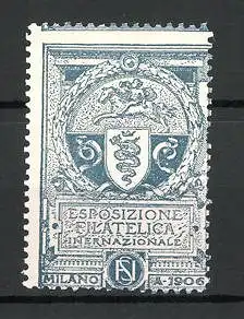 Reklamemarke Milano, Esposizione Filatelica Internazionale 1906, Wappen, blau