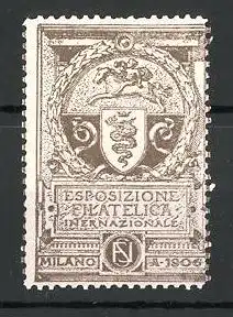 Reklamemarke Milano, Esposizione Filatelica Internazionale 1906, Wappen, braun