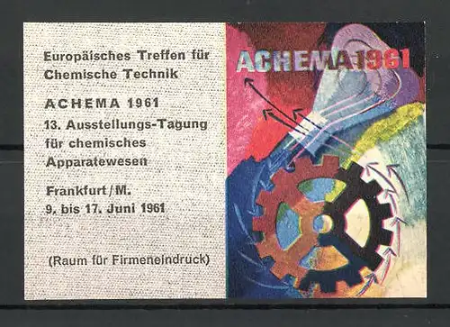 Reklamemarke Frankfurt, Ausstellung "Achema" 1961, Messelogo