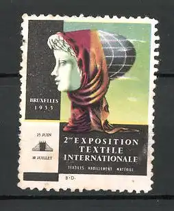 Reklamemarke Bruxelles, 2éme Exposition Textile Internationale 1955, Messelogo