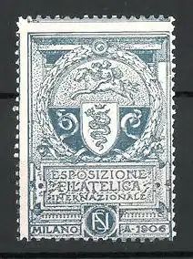 Reklamemarke Milano, Esposizione Filatelica Internazionale 1906, Wappen, blau