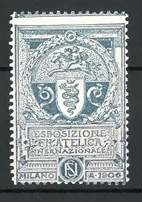 Reklamemarke Milano, Esposizione Filatelica Internazionale 1906, Wappen, blau