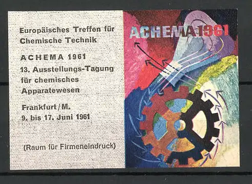 Reklamemarke Frankfurt, "Achema"-Ausstellung 1961, Messelogo